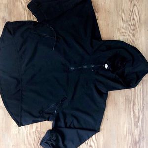 Black windbreaker